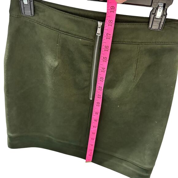 Loft Faux Suede Pocket Skirt Hunter Green With Zipper- Women's Size 2 - Picture 3 of 5